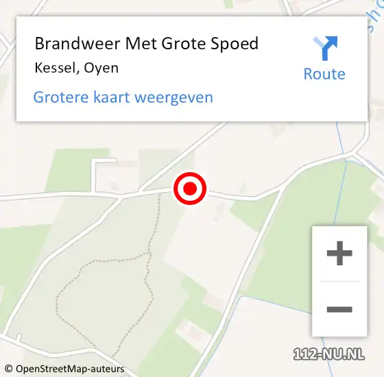 Locatie op kaart van de 112 melding: Brandweer Met Grote Spoed Naar Kessel, Oyen op 19 juli 2018 15:42