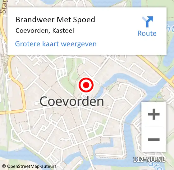 Locatie op kaart van de 112 melding: Brandweer Met Spoed Naar Coevorden, Kasteel op 19 juli 2018 16:46