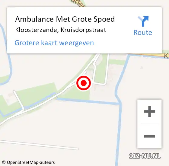 Locatie op kaart van de 112 melding: Ambulance Met Grote Spoed Naar Kloosterzande, Kruisdorpstraat op 19 juli 2018 16:49