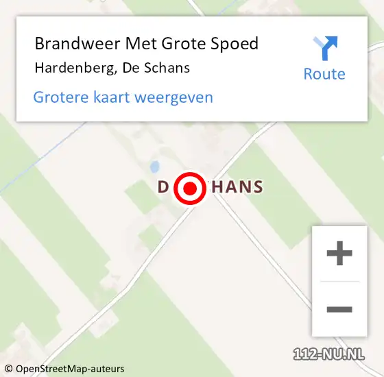 Locatie op kaart van de 112 melding: Brandweer Met Grote Spoed Naar Hardenberg, De Schans op 19 juli 2018 16:52