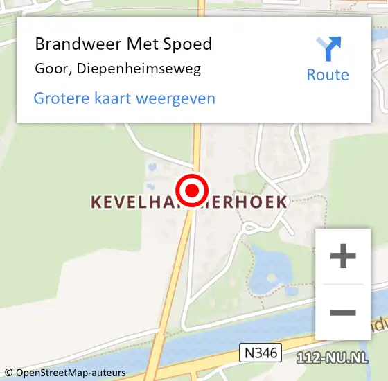 Locatie op kaart van de 112 melding: Brandweer Met Spoed Naar Goor, Diepenheimseweg op 19 juli 2018 16:52