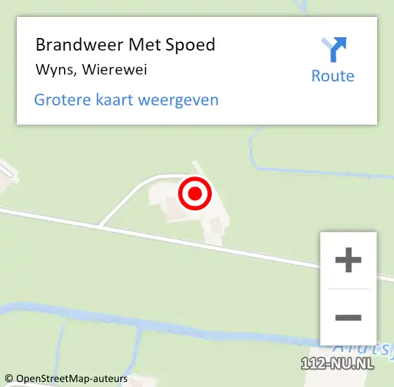 Locatie op kaart van de 112 melding: Brandweer Met Spoed Naar Wyns, Wierewei op 19 juli 2018 17:40