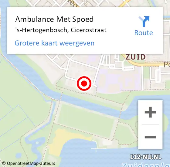 Locatie op kaart van de 112 melding: Ambulance Met Spoed Naar 's-Hertogenbosch, Cicerostraat op 19 juli 2018 17:57