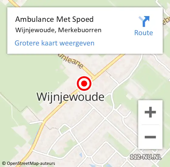 Locatie op kaart van de 112 melding: Ambulance Met Spoed Naar Wijnjewoude, Merkebuorren op 19 juli 2018 18:42