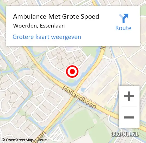 Locatie op kaart van de 112 melding: Ambulance Met Grote Spoed Naar Woerden, Essenlaan op 19 juli 2018 19:41