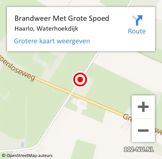 Locatie op kaart van de 112 melding: Brandweer Met Grote Spoed Naar Haarlo, Waterhoekdijk op 19 juli 2018 20:02