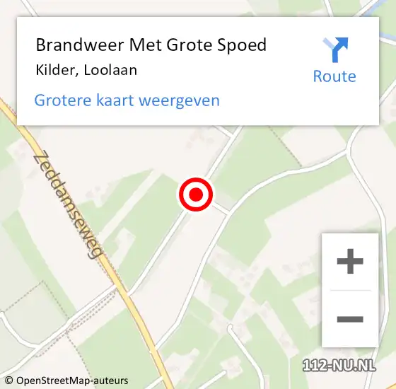 Locatie op kaart van de 112 melding: Brandweer Met Grote Spoed Naar Kilder, Loolaan op 19 juli 2018 20:42