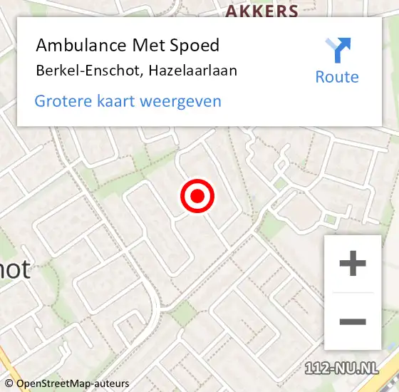 Locatie op kaart van de 112 melding: Ambulance Met Spoed Naar Berkel-Enschot, Hazelaarlaan op 19 juli 2018 20:49