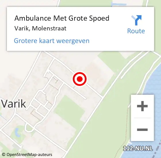 Locatie op kaart van de 112 melding: Ambulance Met Grote Spoed Naar Varik, Molenstraat op 19 juli 2018 20:54