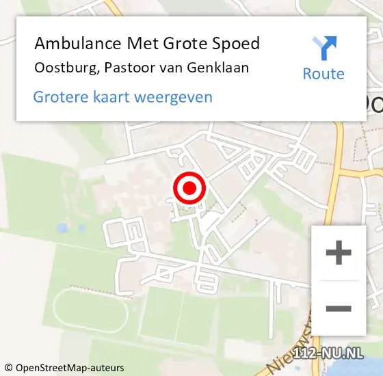 Locatie op kaart van de 112 melding: Ambulance Met Grote Spoed Naar Oostburg, Pastoor Van Genklaan op 19 juli 2018 21:00