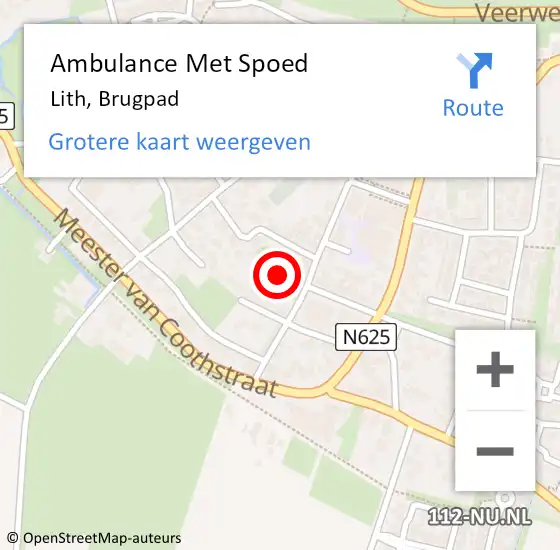 Locatie op kaart van de 112 melding: Ambulance Met Spoed Naar Lith, Brugpad op 19 juli 2018 21:26