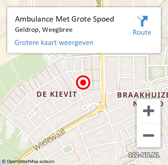 Locatie op kaart van de 112 melding: Ambulance Met Grote Spoed Naar Geldrop, Weegbree op 19 juli 2018 21:28