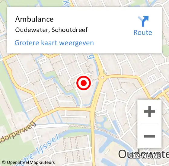 Locatie op kaart van de 112 melding: Ambulance Oudewater, Schoutdreef op 19 juli 2018 22:10