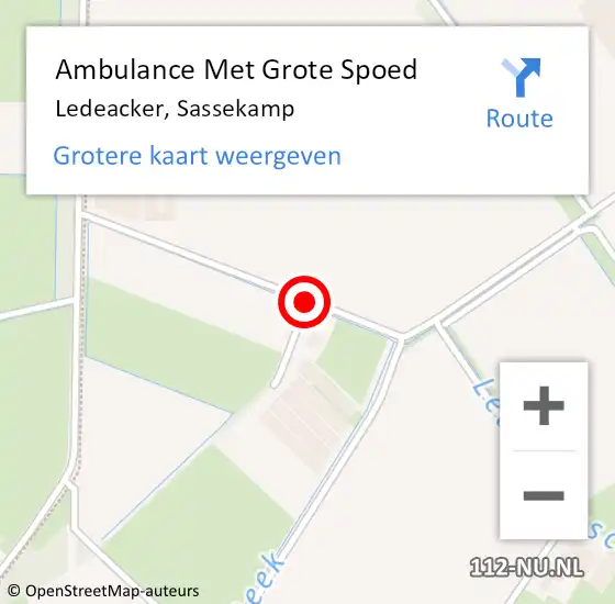 Locatie op kaart van de 112 melding: Ambulance Met Grote Spoed Naar Ledeacker, Sassekamp op 19 juli 2018 22:11