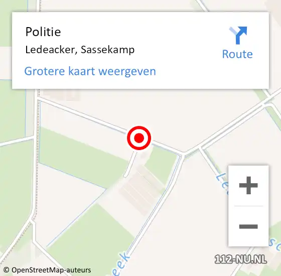Locatie op kaart van de 112 melding: Politie Ledeacker, Sassekamp op 19 juli 2018 22:13