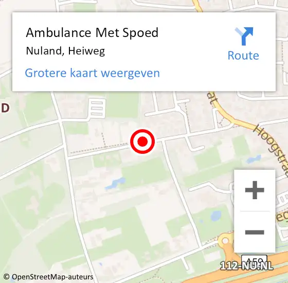 Locatie op kaart van de 112 melding: Ambulance Met Spoed Naar Nuland, Heiweg op 19 juli 2018 22:22