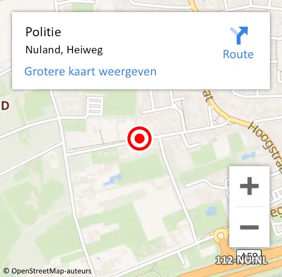 Locatie op kaart van de 112 melding: Politie Nuland, Heiweg op 19 juli 2018 22:24