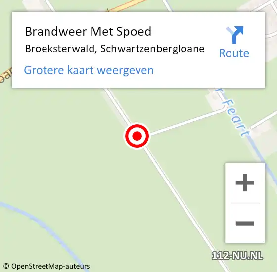 Locatie op kaart van de 112 melding: Brandweer Met Spoed Naar Broeksterwald, Schwartzenbergloane op 19 juli 2018 23:03