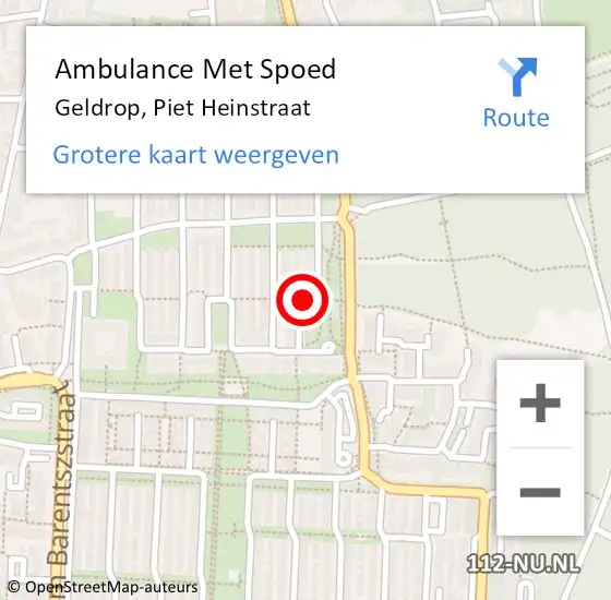 Locatie op kaart van de 112 melding: Ambulance Met Spoed Naar Geldrop, Piet Heinstraat op 19 juli 2018 23:03