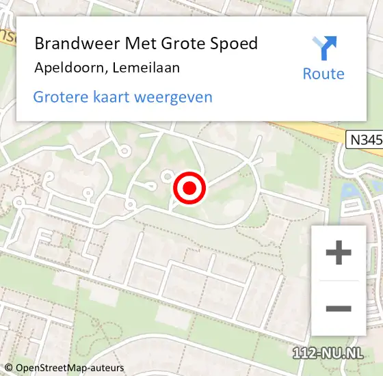 Locatie op kaart van de 112 melding: Brandweer Met Grote Spoed Naar Apeldoorn, Lemeilaan op 19 juli 2018 23:20