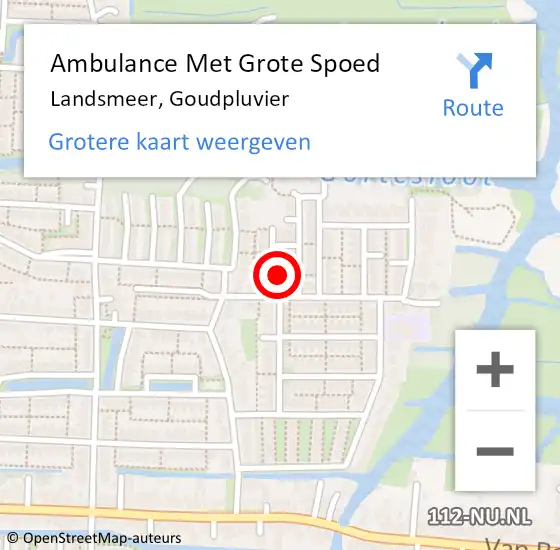 Locatie op kaart van de 112 melding: Ambulance Met Grote Spoed Naar Landsmeer, Goudpluvier op 19 juli 2018 23:23