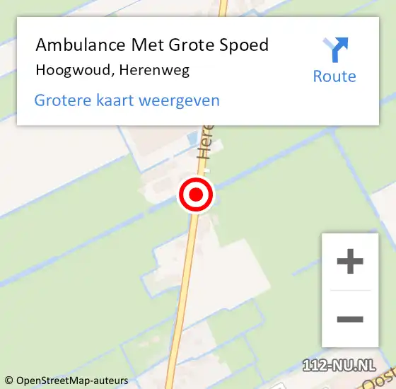 Locatie op kaart van de 112 melding: Ambulance Met Grote Spoed Naar Hoogwoud, Herenweg op 19 juli 2018 23:35