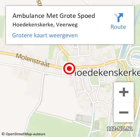 Locatie op kaart van de 112 melding: Ambulance Met Grote Spoed Naar Hoedekenskerke, Veerweg op 19 juli 2018 23:56