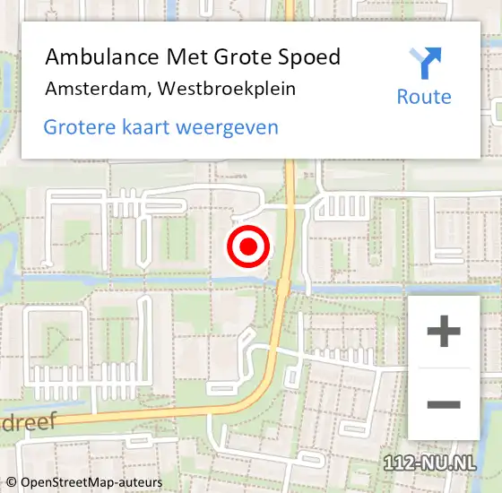Locatie op kaart van de 112 melding: Ambulance Met Grote Spoed Naar Amsterdam, Westbroekplein op 20 juli 2018 00:41