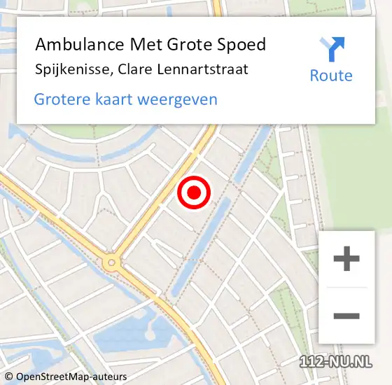 Locatie op kaart van de 112 melding: Ambulance Met Grote Spoed Naar Spijkenisse, Clare Lennartstraat op 20 juli 2018 01:10