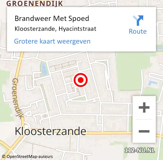 Locatie op kaart van de 112 melding: Brandweer Met Spoed Naar Kloosterzande, Hyacintstraat op 20 juli 2018 01:26