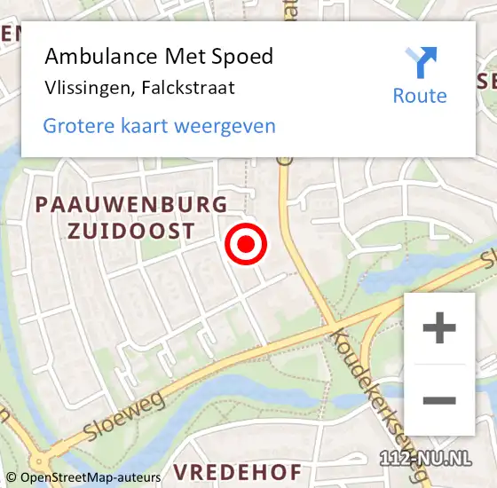 Locatie op kaart van de 112 melding: Ambulance Met Spoed Naar Vlissingen, Falckstraat op 20 juli 2018 02:04