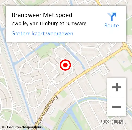 Locatie op kaart van de 112 melding: Brandweer Met Spoed Naar Zwolle, Van Limburg Stirumware op 20 juli 2018 02:26