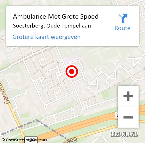 Locatie op kaart van de 112 melding: Ambulance Met Grote Spoed Naar Soesterberg, Oude Tempellaan op 20 juli 2018 03:16