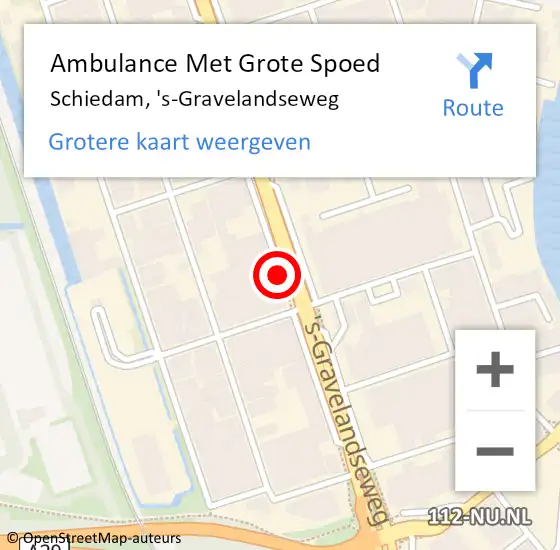 Locatie op kaart van de 112 melding: Ambulance Met Grote Spoed Naar Schiedam, 's-Gravelandseweg op 20 juli 2018 03:20