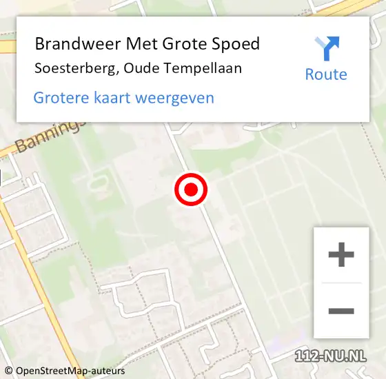 Locatie op kaart van de 112 melding: Brandweer Met Grote Spoed Naar Soesterberg, Oude Tempellaan op 20 juli 2018 03:50