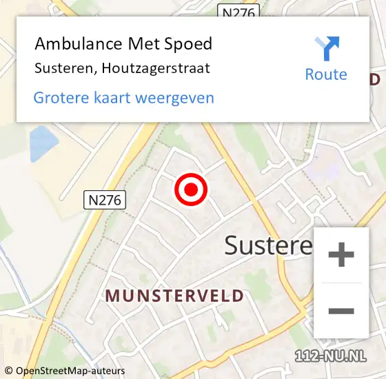 Locatie op kaart van de 112 melding: Ambulance Met Spoed Naar Susteren, Houtzagerstraat op 20 juli 2018 04:37