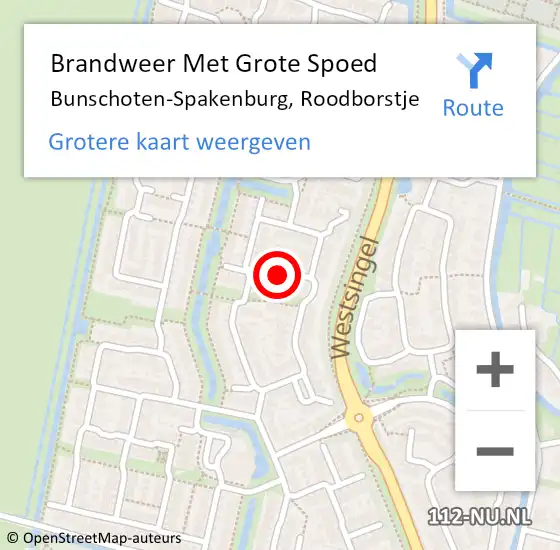 Locatie op kaart van de 112 melding: Brandweer Met Grote Spoed Naar Bunschoten-Spakenburg, Roodborstje op 20 juli 2018 05:05