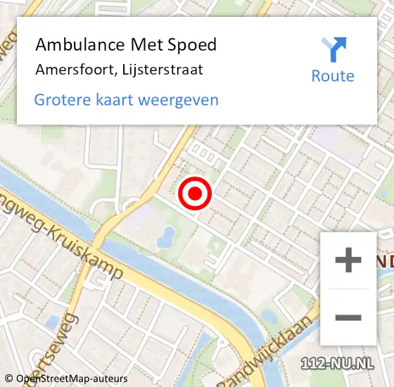 Locatie op kaart van de 112 melding: Ambulance Met Spoed Naar Amersfoort, Lijsterstraat op 20 juli 2018 06:51