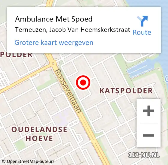 Locatie op kaart van de 112 melding: Ambulance Met Spoed Naar Terneuzen, Jacob Van Heemskerkstraat op 20 juli 2018 07:52