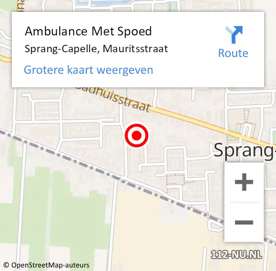 Locatie op kaart van de 112 melding: Ambulance Met Spoed Naar Sprang-Capelle, Mauritsstraat op 3 maart 2014 14:27