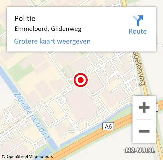 Locatie op kaart van de 112 melding: Politie Emmeloord, Gildenweg op 20 juli 2018 08:43