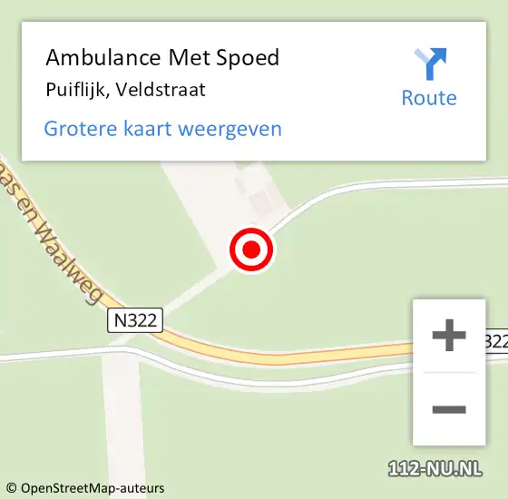 Locatie op kaart van de 112 melding: Ambulance Met Spoed Naar Puiflijk, Veldstraat op 20 juli 2018 09:29