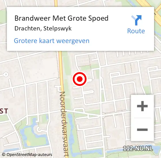 Locatie op kaart van de 112 melding: Brandweer Met Grote Spoed Naar Drachten, Stelpswyk op 20 juli 2018 09:31