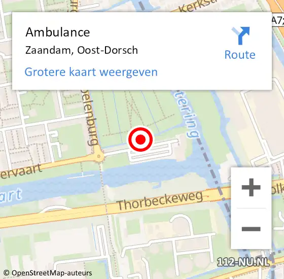 Locatie op kaart van de 112 melding: Ambulance Zaandam, Oost-Dorsch op 20 juli 2018 10:24