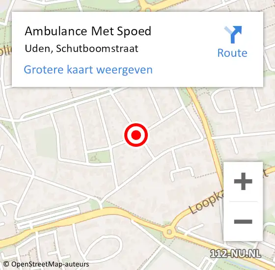 Locatie op kaart van de 112 melding: Ambulance Met Spoed Naar Uden, Schutboomstraat op 20 juli 2018 10:25