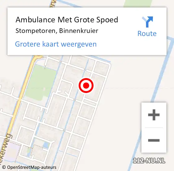 Locatie op kaart van de 112 melding: Ambulance Met Grote Spoed Naar Stompetoren, Binnenkruier op 20 juli 2018 10:47