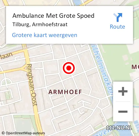 Locatie op kaart van de 112 melding: Ambulance Met Grote Spoed Naar Tilburg, Armhoefstraat op 20 juli 2018 11:08