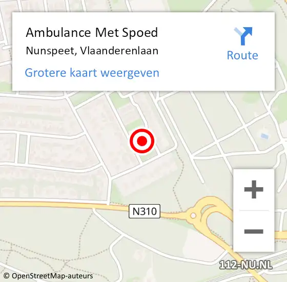 Locatie op kaart van de 112 melding: Ambulance Met Spoed Naar Nunspeet, Vlaanderenlaan op 3 maart 2014 14:46