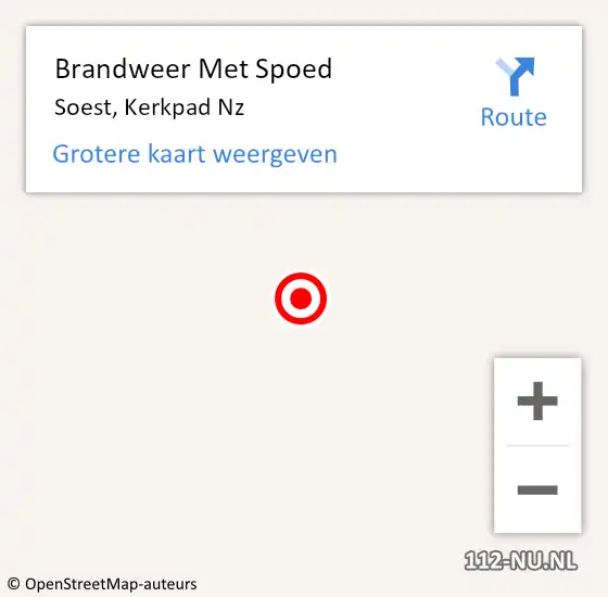 Locatie op kaart van de 112 melding: Brandweer Met Spoed Naar Soest, Kerkpad Nz op 20 juli 2018 11:55