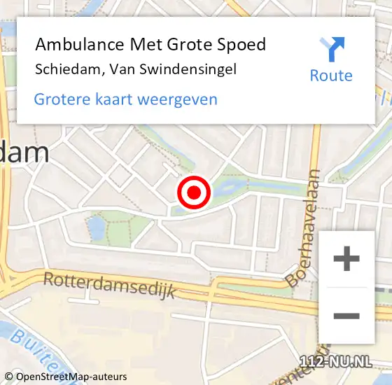 Locatie op kaart van de 112 melding: Ambulance Met Grote Spoed Naar Schiedam, Van Swindensingel op 20 juli 2018 12:03